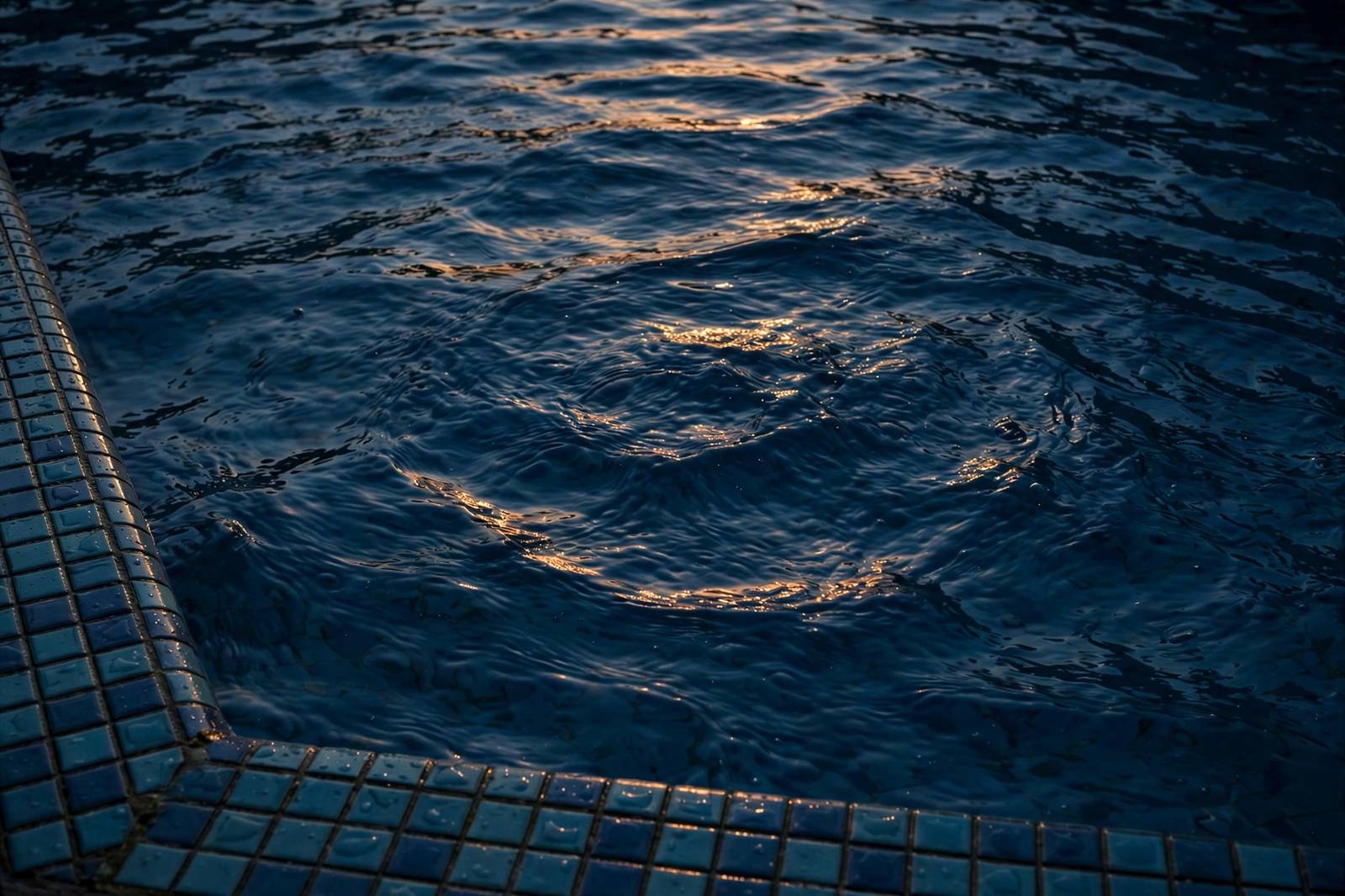 Swimming pool water at dusk